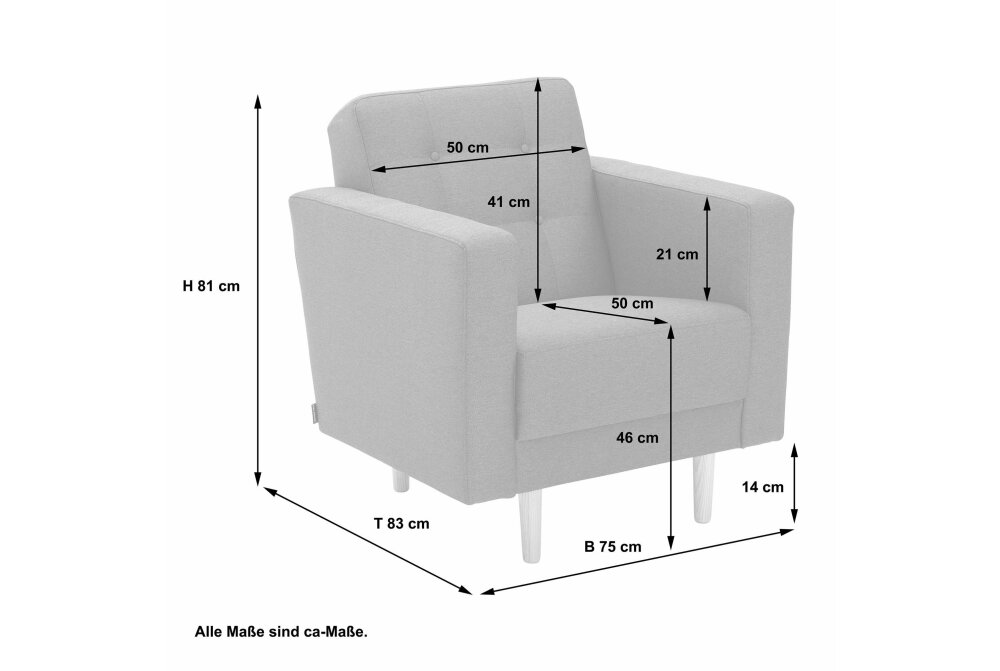 Sessel store Kaisa Bezug Flachgewebe Esche natur / anthrazit 23194