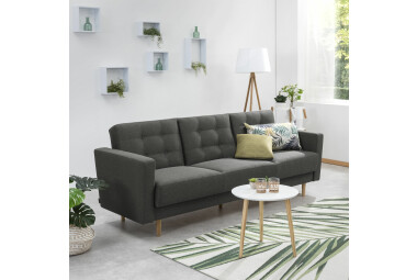 Sofa 3-Sitzer mit Bettfunktion Kaisa Bezug Flachgewebe Esche natur / anthrazit 23190