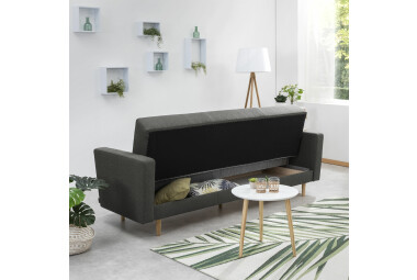 Sofa 3-Sitzer mit Bettfunktion Kaisa Bezug Flachgewebe Esche natur / anthrazit 23190