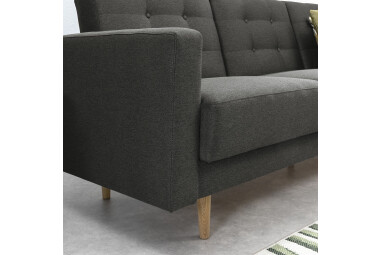 Sofa 3-Sitzer mit Bettfunktion Kaisa Bezug Flachgewebe Esche natur / anthrazit 23190