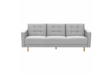 Sofa 3-Sitzer mit Bettfunktion Kaisa Bezug Flachgewebe Esche natur / hellgrau 23191