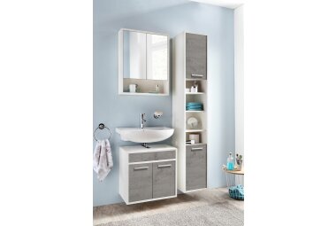 Badezimmer Set Jaana 105x186x35 Badezimmer Komplett Weiß/Beton 10166