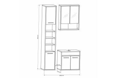 Badezimmer Set Jaana 105x186x35 Badezimmer Komplett Weiß/Beton 10166