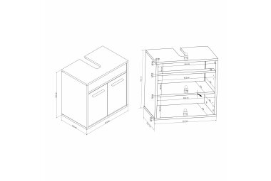 Badezimmer Set Jaana 105x186x35 Badezimmer Komplett Weiß/Beton 10166