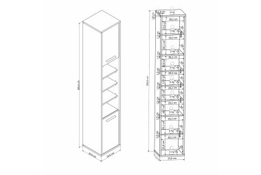 Badezimmer Set Jaana 105x186x35 Badezimmer Komplett Weiß/Beton 10166