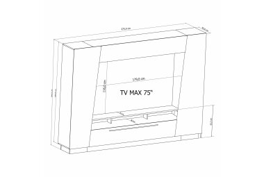 Mediawand Jacinda 275x195x40 Schrankwand Weiß/Schwarz/Weiß HG 10170