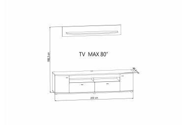 Wohnzimmerschrank Jacinthe 200x166x46 Wohnwand Eiche/Anthrazit 10185