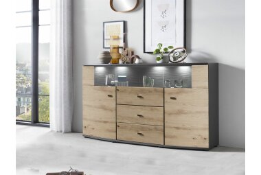 Sideboard Jacinthe 160x87x42 Anrichte Artisan Eiche/Anthrazit 10193