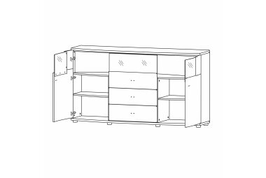 Sideboard Jacinthe 160x87x42 Anrichte Artisan Eiche/Anthrazit 10193