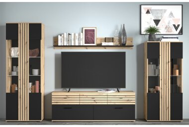 TV-Schrank Jacklin 168x38x60 Lowboard Artisan Eiche/Schwarz 10197