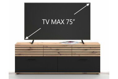 TV-Schrank Jacklin 168x38x60 Lowboard Artisan Eiche/Schwarz 10197