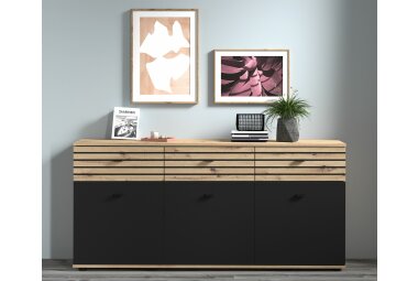 Sideboard Jacklin 168x38x80 Anrichte Artisan Eiche/Schwarz 10203