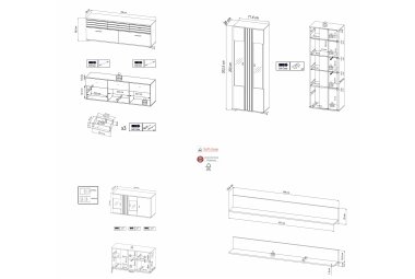 Wohnwand Jacklin 340x38x203 Wohnkombination Artisan Eiche/Schwarz 10206