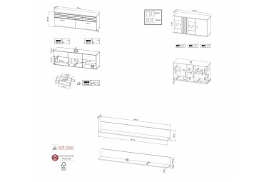 Wohnwand Jacklin 253x38x175 Wohnkombination Artisan Eiche/Schwarz 10210