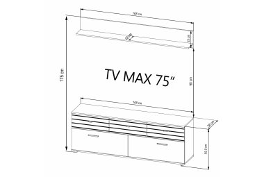 Wohnwand Jacklin 168x38x175 Anbauwand Artisan Eiche/Schwarz 10211