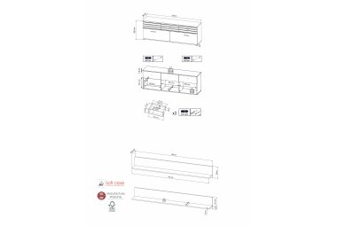 Wohnwand Jacklin 168x38x175 Anbauwand Artisan Eiche/Schwarz 10211