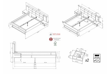 Bett Jackelyn 255x211x93 Flagstaff Eiche/Matera 10249