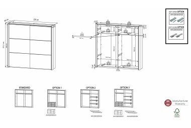 Kleiderschrank Jackelyn 220x60x214 Flagstaff Eiche/Matera 10251