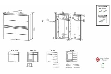 Kleiderschrank Janet 220x214x60 Artisan Eiche/Schwarz 10262