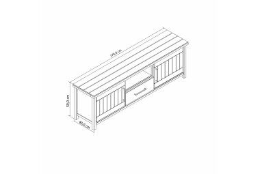 Lowboard Janice 180x59x40 Kiefer Holz massiv weiß 10271