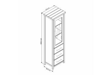 Vitrine Janice 56x190x40 Kiefer Holz massiv weiß 10272