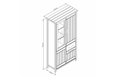 Hochvitrine Janice 98x190x40 Kiefer Holz massiv weiß 10273