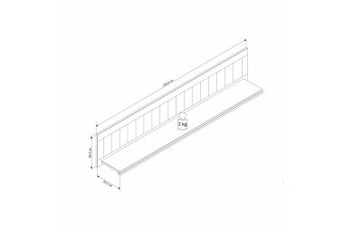 Wandboard Janice 130x28x23 Kiefer Holz massiv weiß 10274