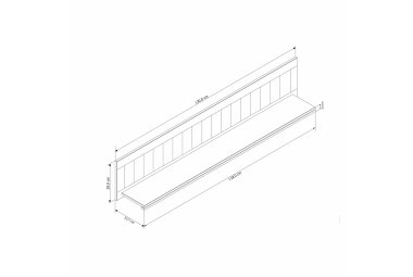 Wandboard Janice 130x28x23 Kiefer Holz massiv weiß 10274