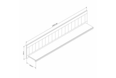 Wandboard Janice 179x28x26 Kiefer Holz massiv weiß 10275