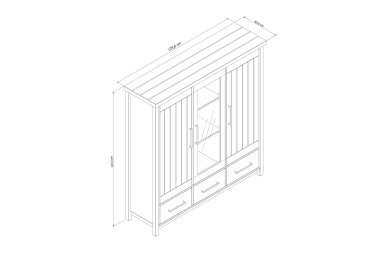 Highboard Janice 140x147x40 Kiefer Holz massiv weiß 10276