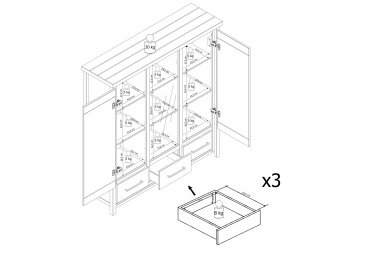 Highboard Janice 140x147x40 Kiefer Holz massiv weiß 10276