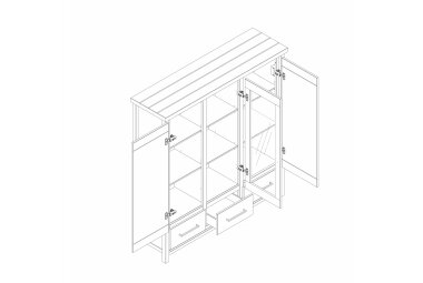 Highboard Janice 140x147x40 Kiefer Holz massiv weiß 10276