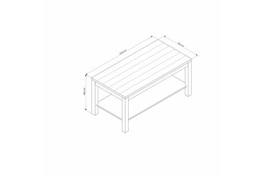 Couchtisch Janice 120x46x60 Kiefer Holz massiv weiß 10277