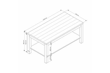 Couchtisch Janice 120x46x60 Kiefer Holz massiv weiß 10277