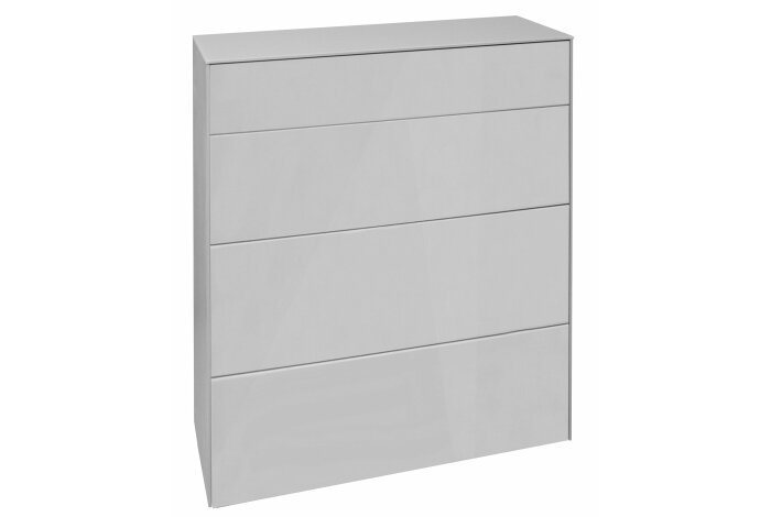 Kommode Elfi 82x42x89 Hochglanz Kreidegrau/Glas...