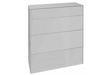 Kommode Elfi 82x42x89 Hochglanz Kreidegrau/Glas...