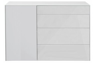 Kommode Elfi 131x42x89 Hochglanz Kreidegrau/Glas Kreidegrau 14799