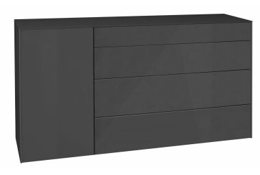 Kommode Elfi 169x42x89 Hochglanz Anthrazit/Glas Anthrazit 14800