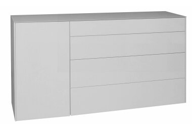 Kommode Elfi 169x42x89 Hochglanz Kreidegrau/Glas Kreidegrau 14801