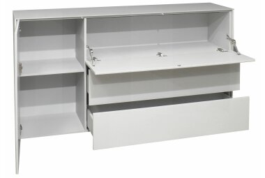 Kommode Elfi 169x42x89 Hochglanz Kreidegrau/Glas Kreidegrau 14801