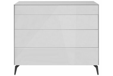 Kommode Elfi 121x42x104 Hochglanz Kreidegrau/Glas Kreidegrau 14793-mf