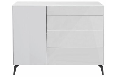 Kommode Elfi 131x42x104 Hochglanz Kreidegrau/Glas Kreidegrau 14799-mf