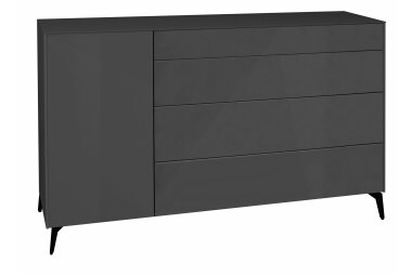 Kommode Elfi 169x42x104 Hochglanz Anthrazit/Glas...