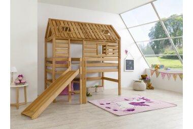 Spielbett Gertrudis 208x186x222 Massivholz Buche lackiert 11194