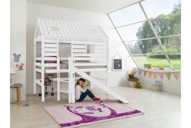 Spielbett Gesine 208x186x222 Massivholz Wei&szlig;...