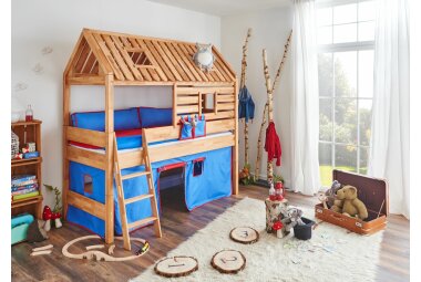 Spielbett Ghira 208x127x222 Massivholz Buche lackiert 11205