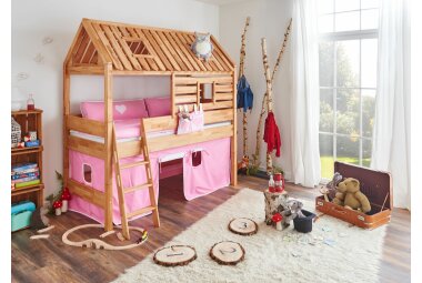 Spielbett Ghislaine 208x127x222 Massivholz Buche lackiert...