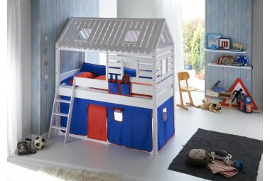 Spielbett Giada 210x110x222 Massivholz Weiß...