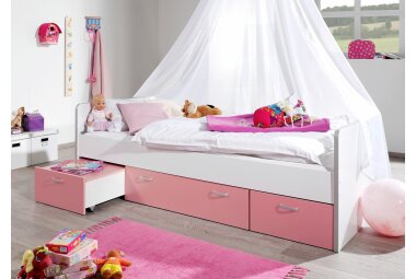 Kojenbett Gilberte 205x95x65 Holznachbildung Rosa/Weiß 11221