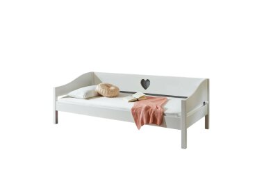 Einzelbett Gillan 205x95x90 Massivholz/MDF Wei&szlig;...